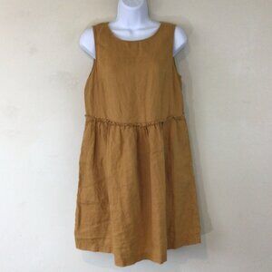 ArtisaNY Mustard Yellow Sleeveless Boho Style Linen Dress